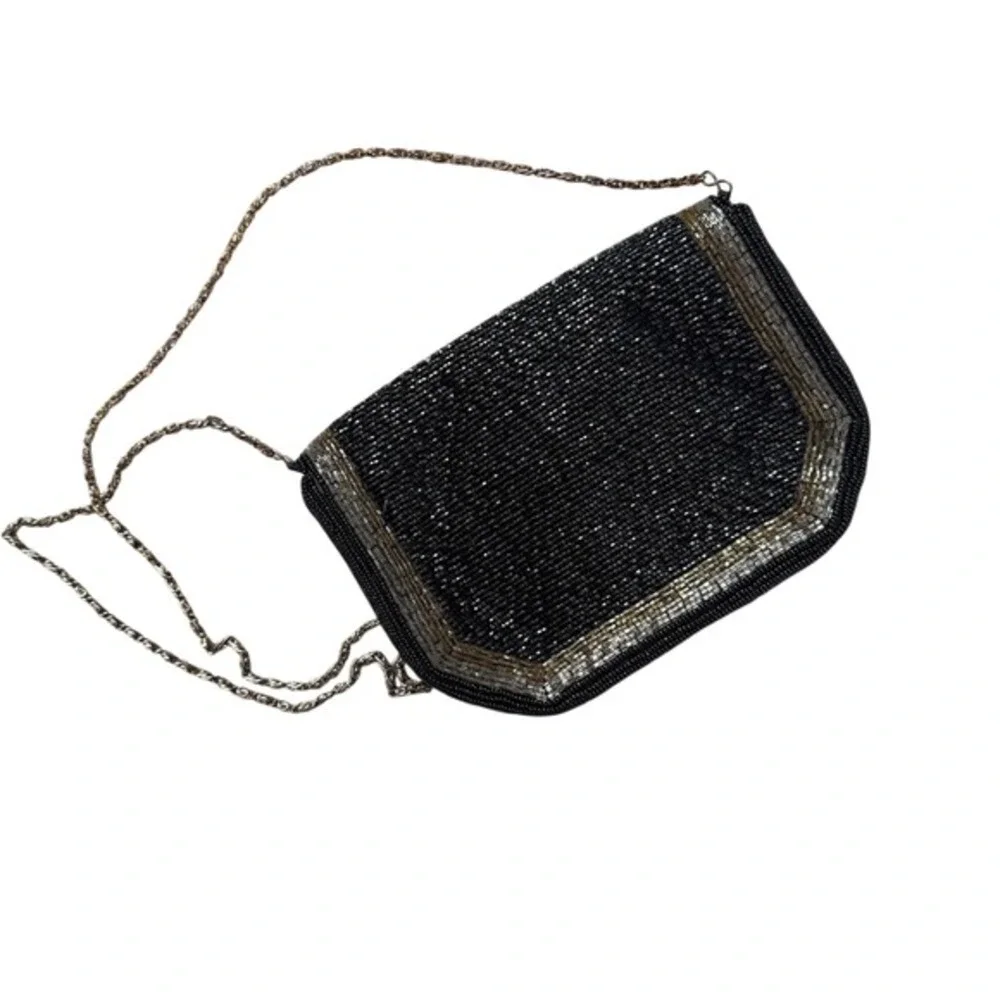 Urban‎ Outfitters Beaded Evening Bag - Black, Gold & Silver